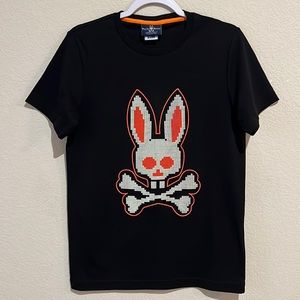 Psycho Bunny men’s black t-shirt , short sleeve . Size S = 4
